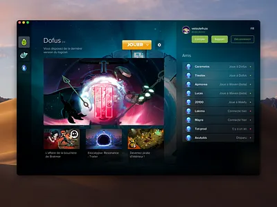 Ankama Launcher Redesign 2019 2019 ankama app design dofus dribbbleinvite game gaming krosmaga launcher macos play redesign ui ux wakfu