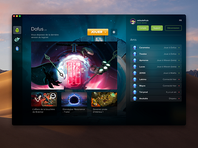 Ankama Launcher Redesign 2019 2019 ankama app design dofus dribbbleinvite game gaming krosmaga launcher macos play redesign ui ux wakfu