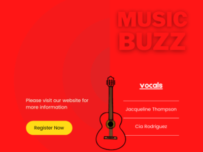 Music buzz graphics landing page print product design ui design web design