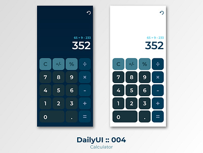 DailyUI :: 004 004 app calc calculate calculation calculator calculator app calculator ui daily daily 100 challenge daily ui dailyui dailyuichallenge dark theme light theme mobile mobile app ui ui design ux design