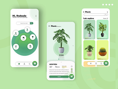 Gardening Apps - UI DESIGN app branding clean design clean ui design green ui ux web