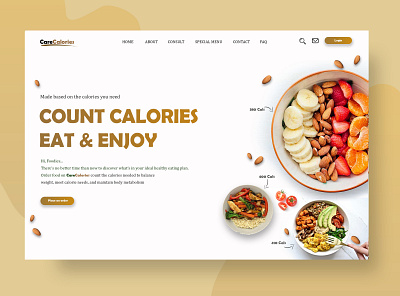 Healthy Food #Carecalories | LANDING PAGE branding clean design clean ui design flat food food and drink landingpage landingpagefood minimal ui ux web website