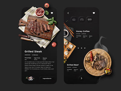 Dark Themed Elegant App Screens