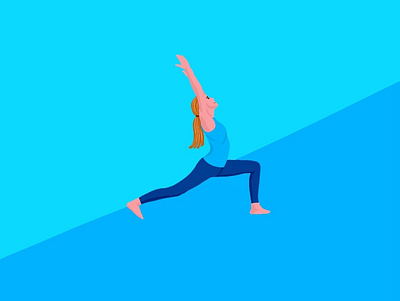 Yoga app art blue color design exercise flat gym human figure illustration minimal vector webpage woman illustration workout yoga