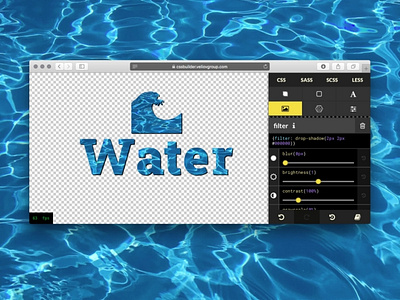 Water text blue css developer tools font typography water web