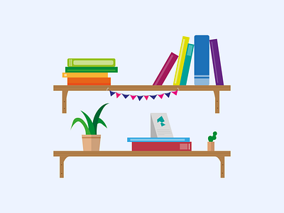 An assortment book bookshelf flat illustration minimal