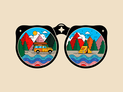 travel through sunglasses illustration