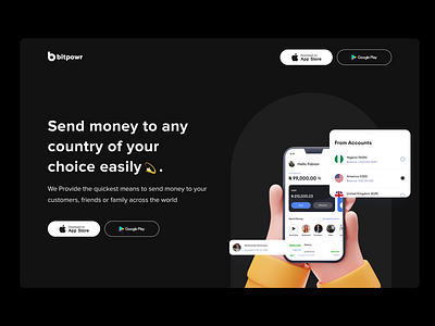 Fintech Hero section app landing finance fintech hero section landing page