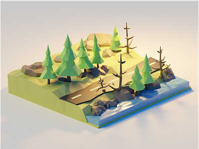 3D Forest Road 3d blender environment game design
