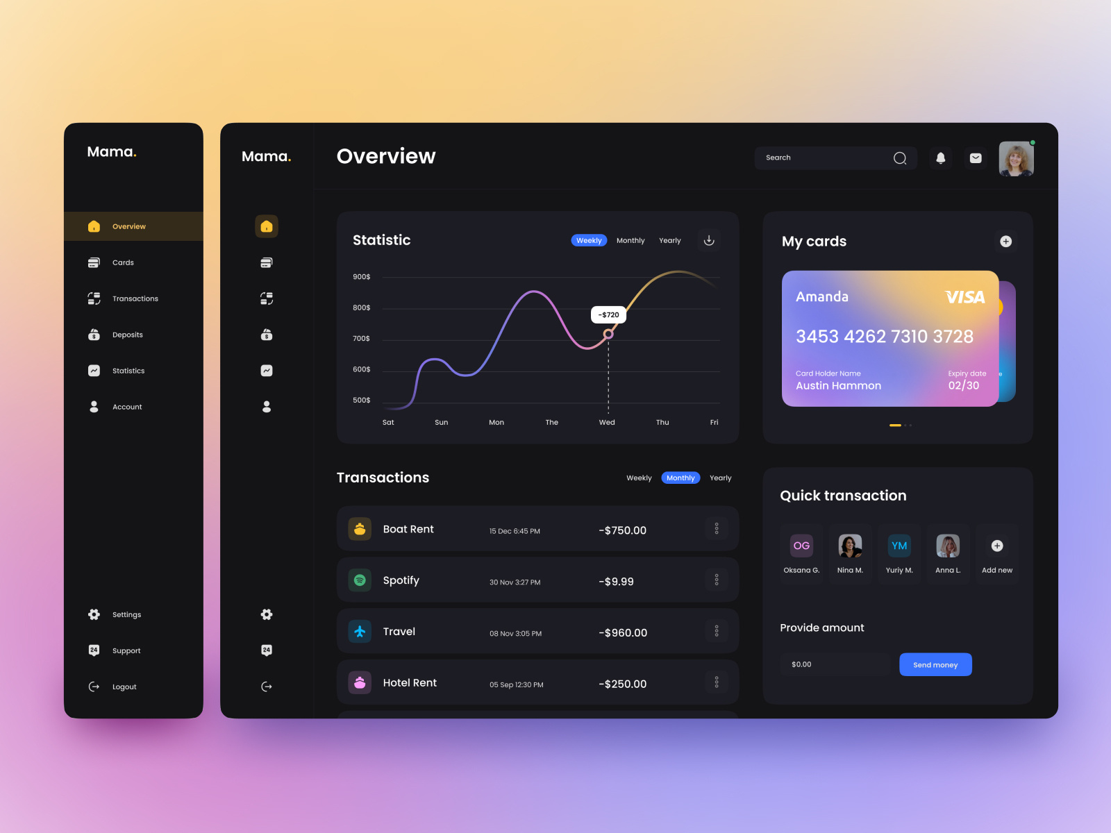 Banking desktop app by Natalia Mazur on Dribbble