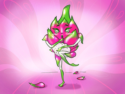 Sexy dragon fruit digital digital illustration drawing illustration