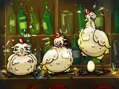 Chicken in the bar digital digital illustration digitalart drawing illustration