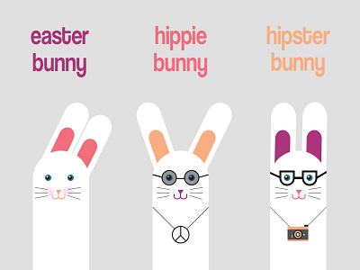 Bunnies bunny camera characters design easter flat graphic hippie hipster illustration photo vector