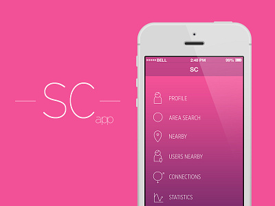 App Menu app application concept design icons iphone menu pink social typo ui ux