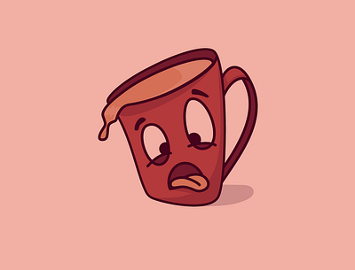 Disappointed cup art caracter cup illustration vector