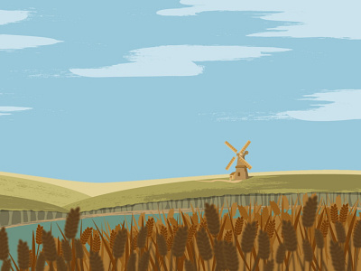 Windmill adobe illustrator art graphic design illustration vector view wheat windmill