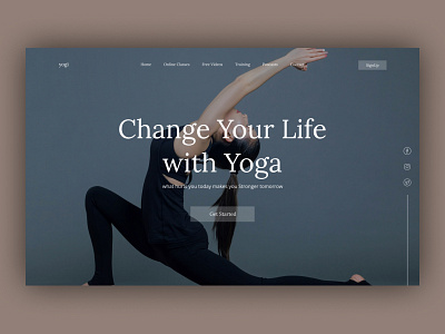 Yogi web Landing page design business dark mode frontend graphic design homepage landing page modern professional ui uidesign uiux uiux design userinterface ux web web design website yoga