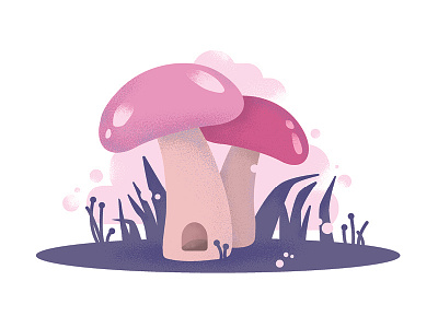 Mushies design gradient graphic illustration illustrator magical mushrooms pastel texture vector