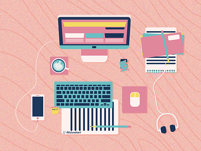 Flat lay setup design flat illustration vector