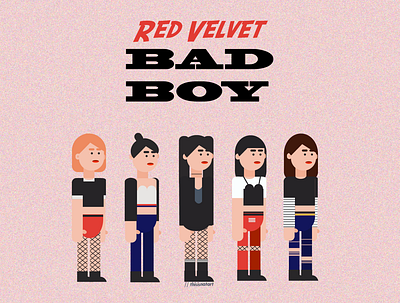 red velvet - bad boy design flat icon illustration vector