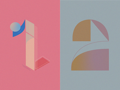 1 & 2 design illustration typography vector