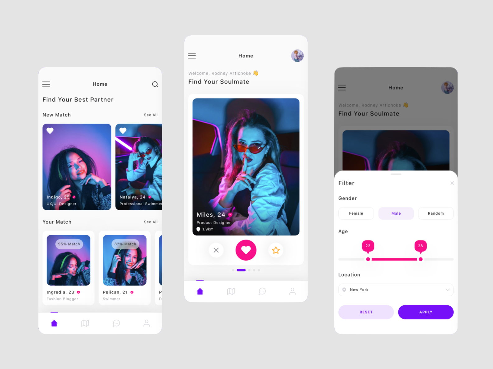 Relationship mobile app by Swaniawski Karrie on Dribbble