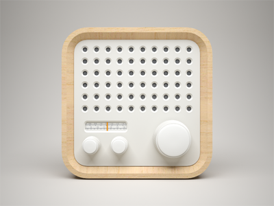 3D Radio Icon 3d apple braun celegorm china clean control fm icon ios ipad iphone knob light model panel pure radio volume white wood