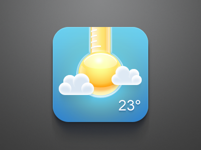 Weather Icon apple blue celegorm china clean cloud dark icon ios ipad iphone orange sun temperature thermo weather