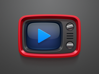 Red Retro TV icon android black blue celegorm china clean crisp dark icon kuaibo movie play player red show television tv video