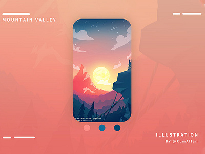 Natural scenery design illustration illustrator iphone case mountain nature sun
