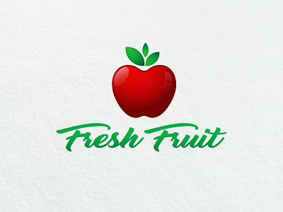 LOGO DESIGN for Fresh Fruit branding design flat fresh fruit green icon logo logo design minimal red typography vector white background