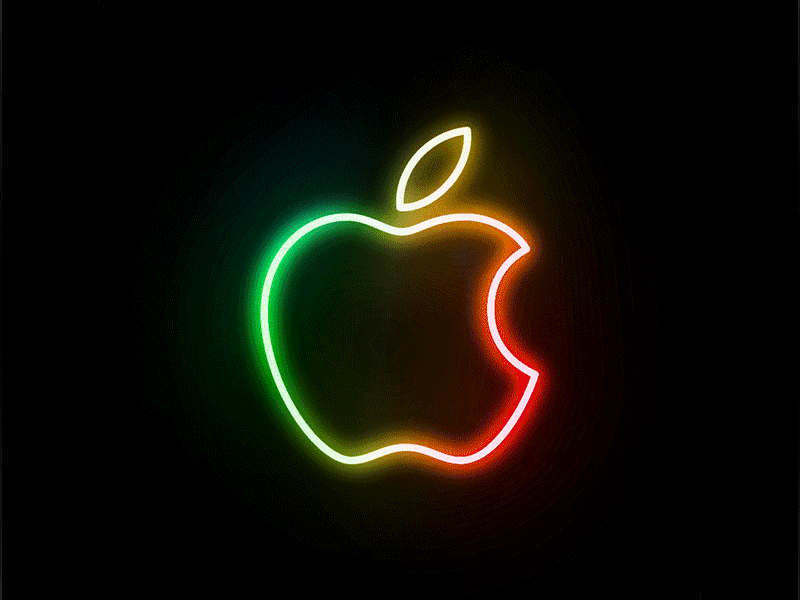 Apple Animated Neon LOGO animated gif animated logo apple black design graphic design logo logo design neon logo
