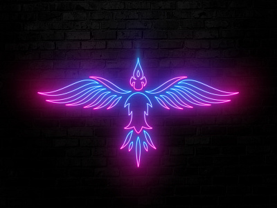 Neon Design a flying raven for fiverr Buyer.