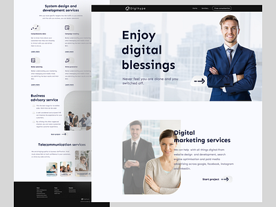 Landing page exploration on digital agency ''Digihype'' digitalagency freelancer full website hireme homepage landing page design landingpage ui ui ux ui design uidesign uiux user interface ux ux ui ux design uxdesign uxui website website design
