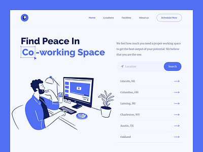Co-Working Space Landing Page best shot co working space dribbble shot following illustration landing page minimal design new and noteworthy popular ui uidesign ux uxdesign