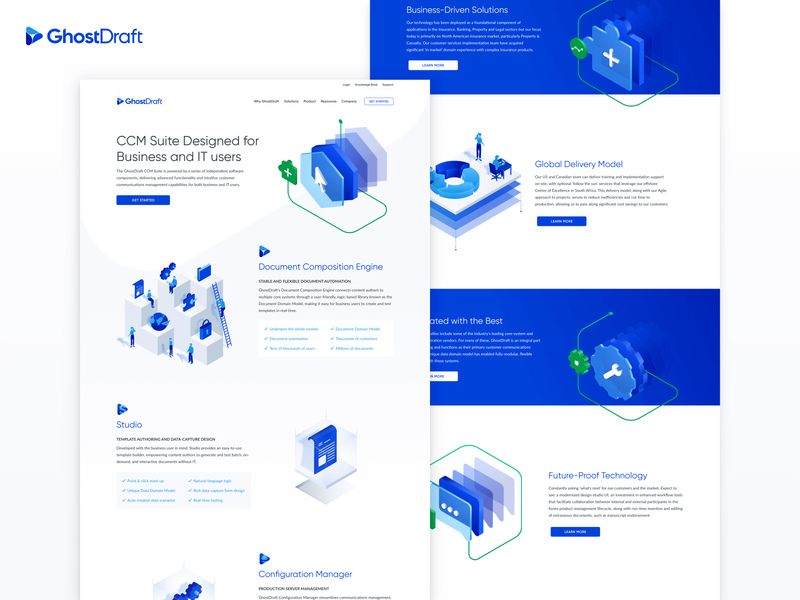 GhostDraft | Document automation software 📑 3d blue branding design icon illustraion illustration isometric isometric illustration landing page parralax saas software vector web web design