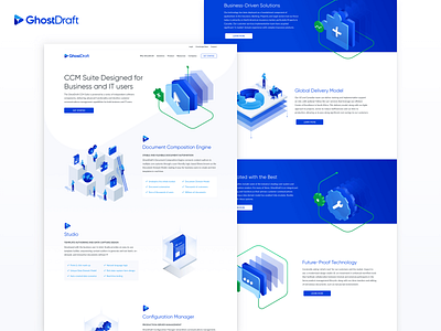 GhostDraft | Document automation software 📑 3d blue branding design icon illustraion illustration isometric isometric illustration landing page parralax saas software vector web web design