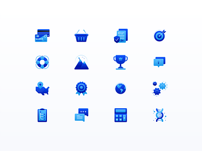 SaaS Icon Set | GhostDraft 💎 badge blue brand calculator cart chat clipboard cup document gears globe help icon icon set icons info milestone payment prize target