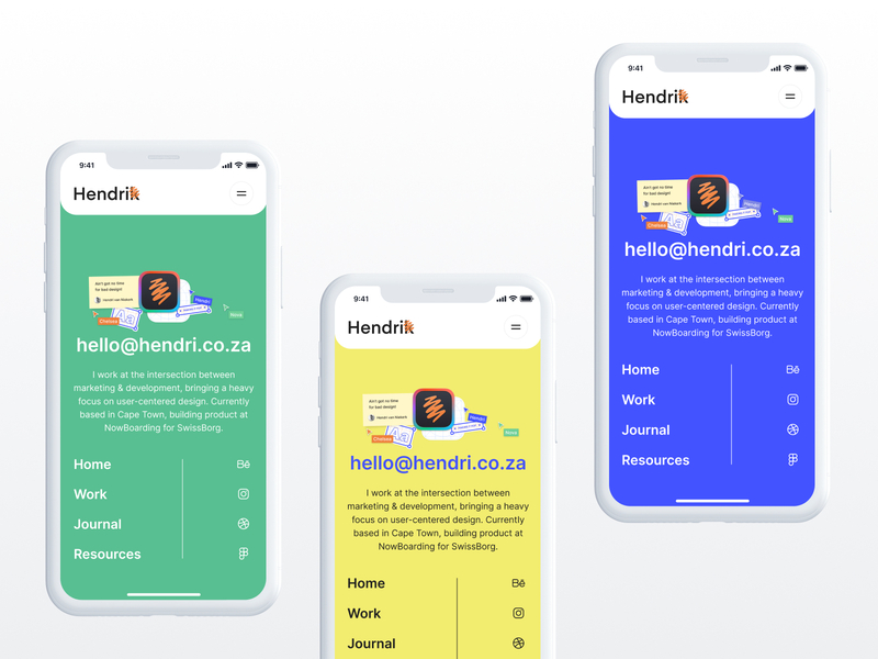 📱 Mobile Footer Exploration android branding colour blocking design exploration figma footer hendri icon illustration ios logo mobile personal personal brand porfolio social ui ux wip