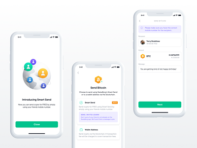 Smart Send Release 💡 android banking bitcoin contact crypto crypto currency fintech globe illustration investment ios metaverse mobile mobile app nft send send crypto transfer ui world wide