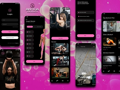 Antiqa Gym Service app figma graphic design gym gymapp mobileapp photoshop ui uidesign uiux workout