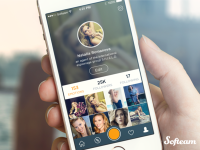 Social app profile app flat interface ios7 photos profile social softeam transparent ui ux