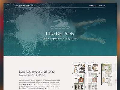 Product Marketing Page design landing marketing pools swim swimming water web