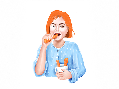 Girl With Carrots carrot carrots character cup eating girl illustraion procreate procreateapp teenager