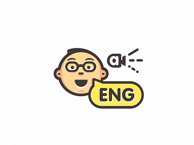 "Smart boy' character app boy character english face glasses mascot smart speak