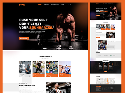 HYB gym website UI design. bold clean dark design graphic design gym hompage minimal ui ux white