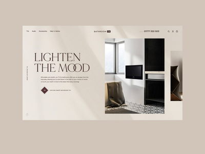 BathroomTV Refresh - Light Concept after effects ambient brand branding ecommerce interface light minimal motion product texture typography ui ux web