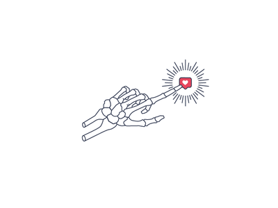 Dying For Likes bone death hands icon illustration instagram like line skeleton social