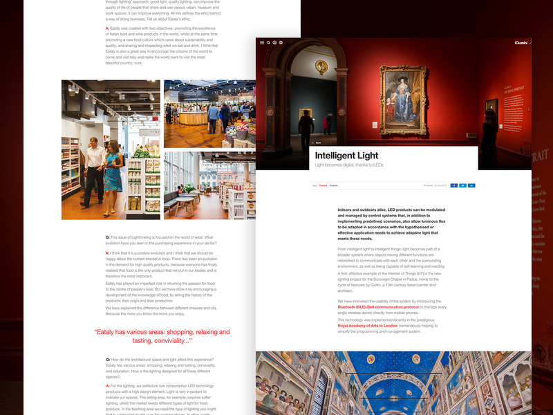 iGuzzini x Delete architecture case study digital editorial helvetica italian light minimal photography product typography ui ux design website