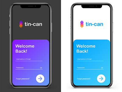 Tin-can sign in mobile UI app design ui web